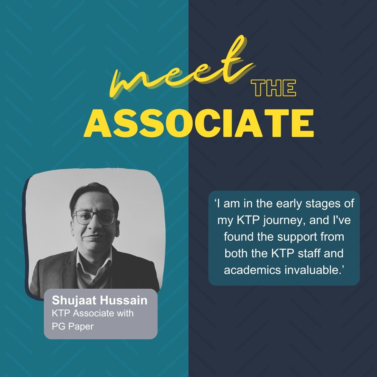 UWSKTP's tweet photo. Meet Shujaat Hussain, our #KTPAssociate with @PGpaperLtd✨
Shujaat is currently focusing on implementing AI to expedite business growth, streamline operational processes, and boost overall productivity⚡#uws #ktp @IUK_Connect https://t.co/Pp4Jwe8NR1