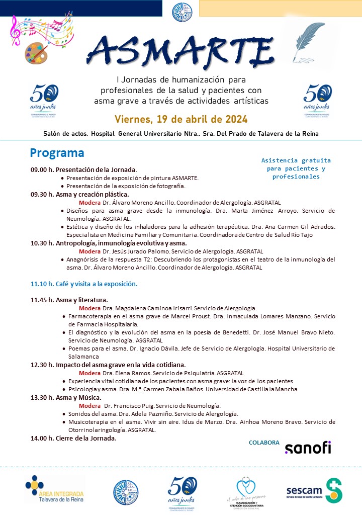 Pilar Fluriache (@pfluriache) on Twitter photo 🎨#ASMARTE. I Jornadas de #Humanización para pacientes con #asma grave a través de actividades artísticas. Abierta a toda la población
En el marco de actos 50 aniversario de #HospitalTalavera
🗓️19 de abril de 2024
✍️Inscríbete aquí: forms.gle/iKLCDWHr4FwT41… <a href="/AMorenoAncillo/">Alvaro MorenoAncillo</a> 🎨#ASMARTE. I Jornadas de #Humanización para pacientes con #asma grave a través de actividades artísticas. Abierta a toda la población
En el marco de actos 50 aniversario de #HospitalTalavera
🗓️19 de abril de 2024
✍️Inscríbete aquí: forms.gle/iKLCDWHr4FwT41… <a href="/AMorenoAncillo/">Alvaro MorenoAncillo</a>
