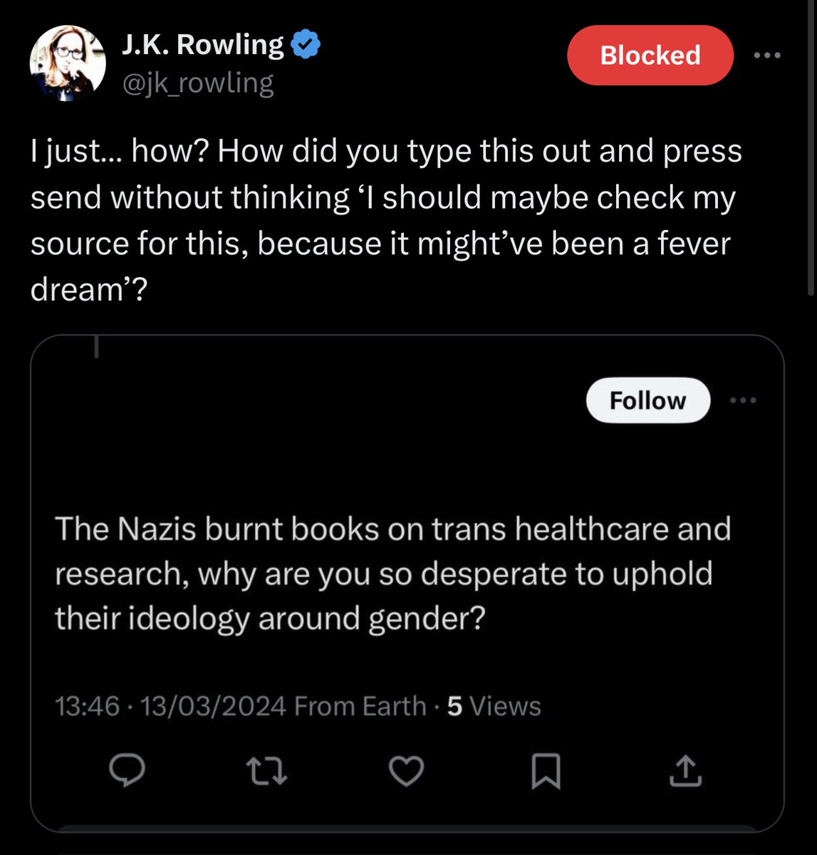 Just JK Rowling here denying what the Nazis did, no big deal... 🚩🚩🚩