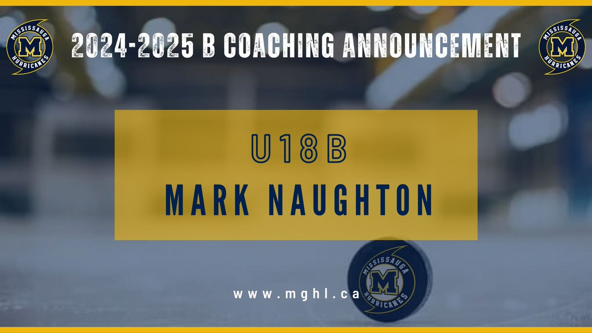 Join the #MGHLHurricanes in congratulating our new U18B Level Coaching selection for the 2024-25 Season, Coach Mark Naughton! 🎉 Find all our Coaches listed at mghl.ca/RepCoaches #hockeycoach #repcoach #MGHL #FORCE #girlshockey #mississauga #mississaugahockey #owha