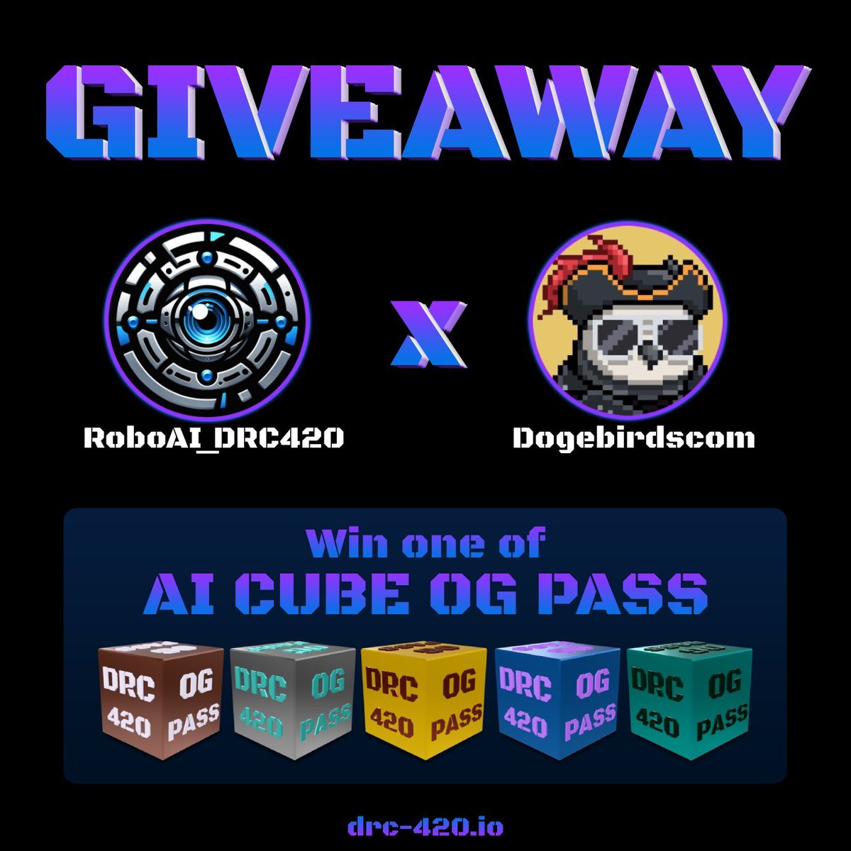 Dogebirdscom's tweet photo. 🔥 We're happy to announce our partnership with
@RoboAI_DRC420

🤖RoboAI DRC420 - pioneers in DRC-420 Protocol of Doginals Chain!  

🎁 #GIVEAWAY time! 
🏆10 WINNERS will receive AI CUBE OG PASS!  
🔄First 3D experience on the #Doginals Follow

✅@Dogebirdscom & @RoboAI_DRC420
✅Like & RT 
✅ Tag 3 friends  

⏳Hurry up! 72H!

AI CUBE OG PASS NFTs distribution will take place on mint day!

#DOGINALS #DRC420  #ORDINALS #INSCRIPTION #BRC20 #BRC420 #NFT #DOGECOIN $DOGE $DOGI