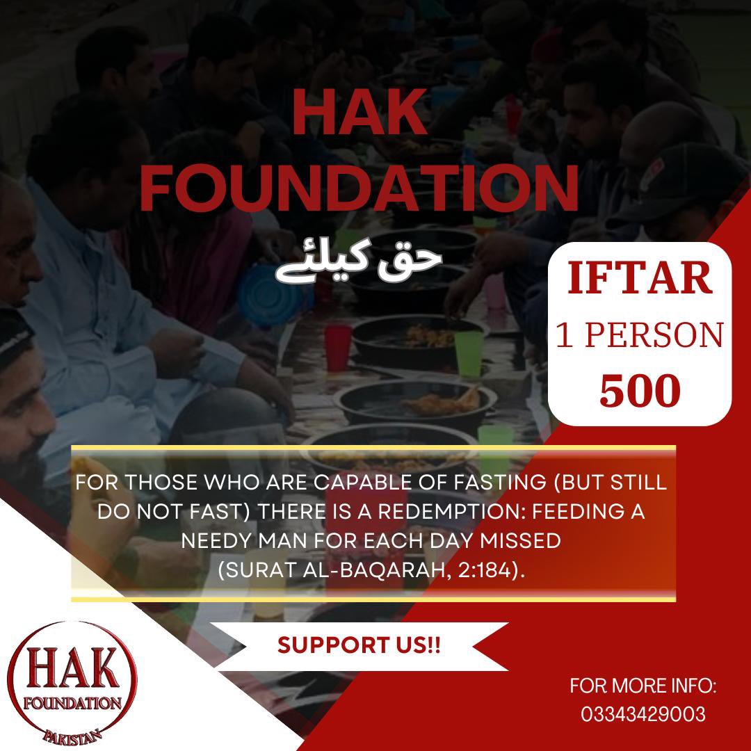 Hakfoundationpk's tweet photo. ایچ-اے-کے فاونڈیشن نے ہر سال کی طرح اس سال بھی ماہِ رمضان میں افطار دسترخوان کا اہتمام کیا تھا۔ آپ سب کے تعاون کے بھرپور شکر گزار ہیں، اسی طرح ایچ-اے-کے فاونڈیشن کو سپورٹ کرتے رہئیے۔ جزاکاللہ خیر۔ 

Contact details: 
03343429003
#hakfoundation حق کیلئے #charitypakistan https://t.co/TPZuNNm2Ck