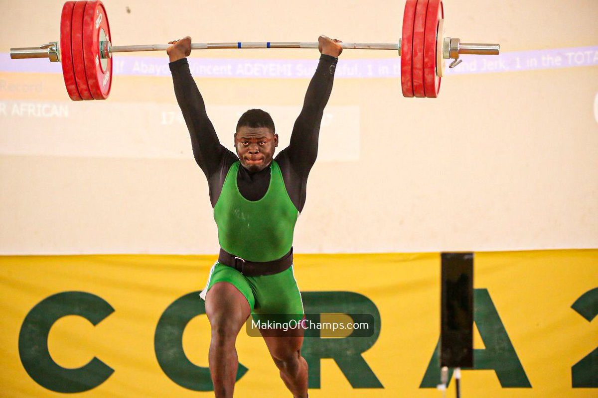 21 year old Abayomi Vincent Adeyemi whose Dad is a Weightlifter, has won 3 medals for Nigeria competing in the men's 106kg 🤩