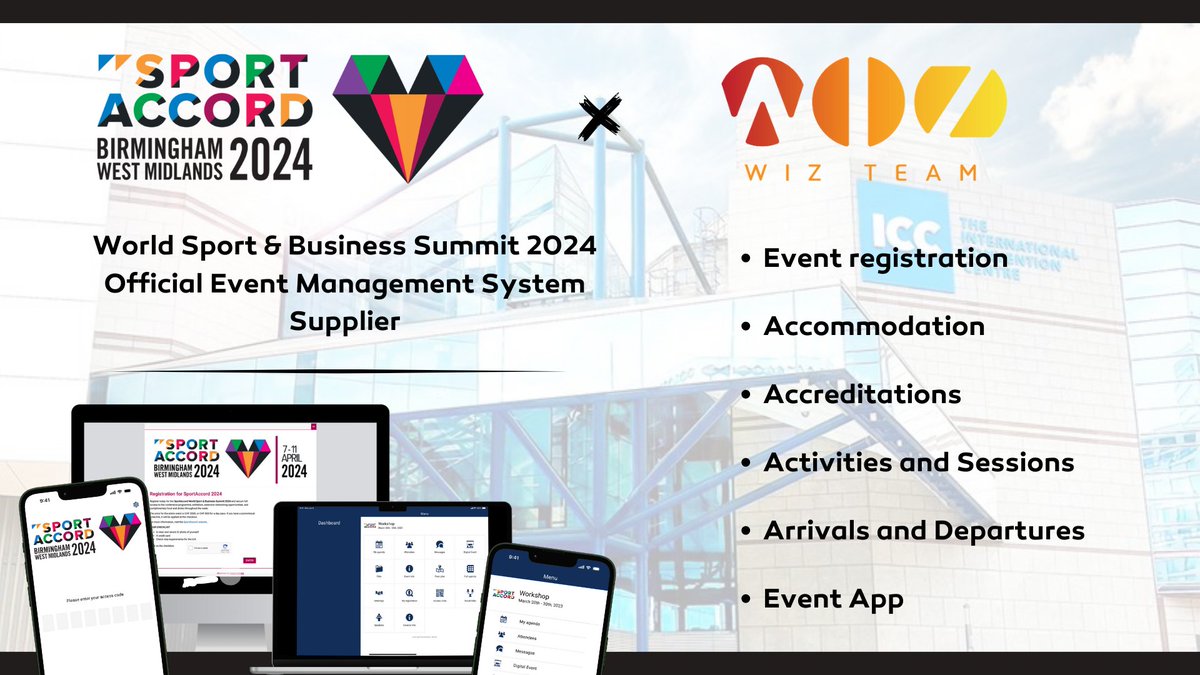 📣 Thrilled to support #SportAccord 2024 World Sport &amp; Business Summit next month in Birmingham as the Official Event Management System Supplier, providing our innovative platform #EventWorks and related services!

#WhereSportMeets - very true - hope to see you there!