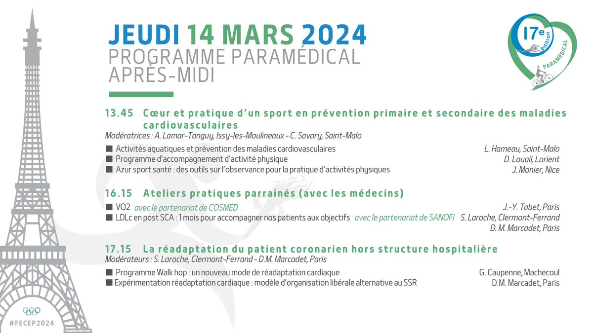 Programme du jeudi après-midi #FECEP2024 🔴

La matinée du Forum Européen vous a plu ? Découvrez le programme de cet après-midi !

🔹 Programme médecin en salle List / Stephenson
🔹 Programme paramédical en salle 202 / 203

➡️ forumeuropeen.com/programme