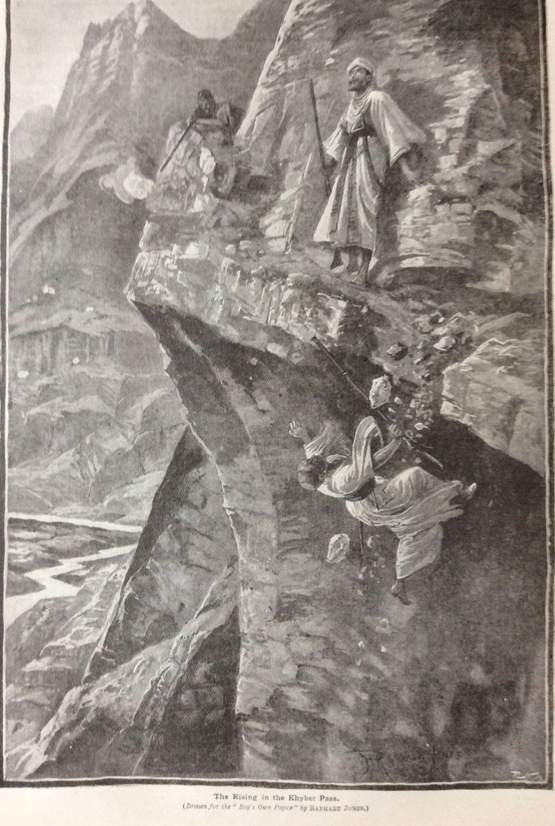 Afridis of Khyber taking up difficult positions in the hills for sniping down British invaders, 1897.