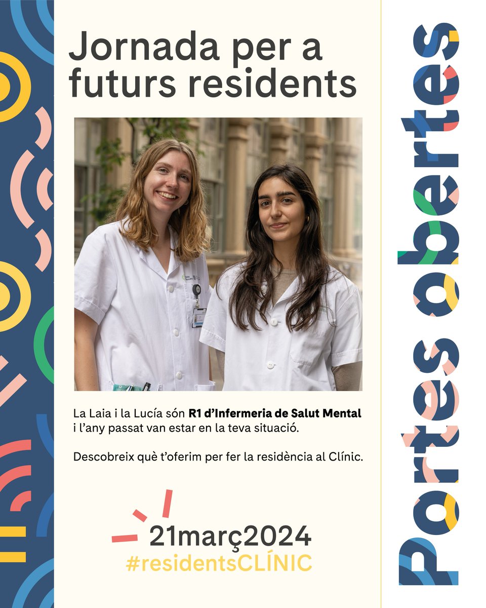 Què t’ofereix una la residència al #CLÍNIC?

🔷 4⃣7⃣ especialitats diferents
🔷 1⃣4⃣5⃣ places de: #medicina, #infermeria, #farmàcia, #biologia, #física i #psicologia

➕ Info de la JPO para #ResidentsCLÍNIC👉 tinyurl.com/ycxy7mxw