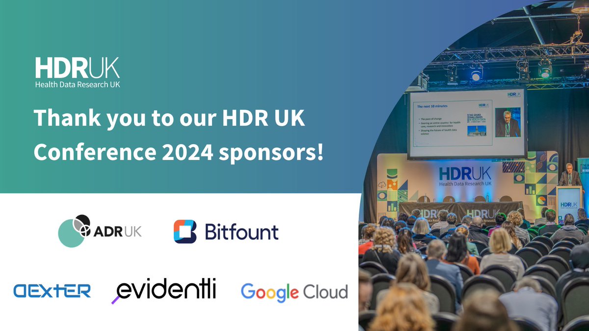 We'd like to thank our #HDRUKConference sponsors for their support in running such a successful event last week: @adr_uk @bitfount @Dexter_Software @evidentli @GoogleCloud_UKI