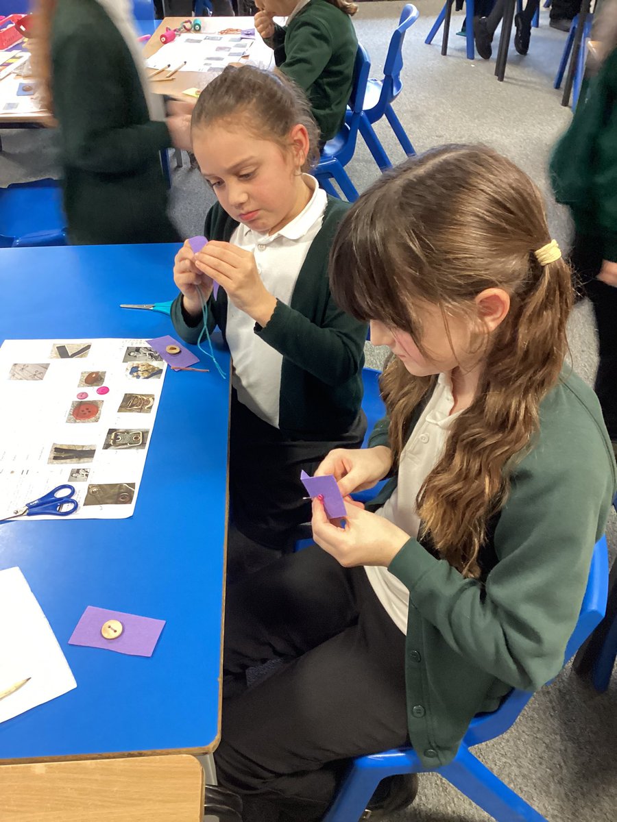 🧵🎉 4LD/SH are continuing their crafting adventure. Today, we conquered the art of sewing a button and crafting a perfect buttonhole. These little hands are becoming sewing superstars! #handsonlearning #sewingfun