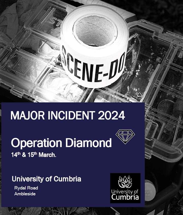 University of Cumbria. Over next two days we will be challenging our student Paramedics, Police and CSI with a series of gruelling scenarios! Watch out for pictures! Regards Darren