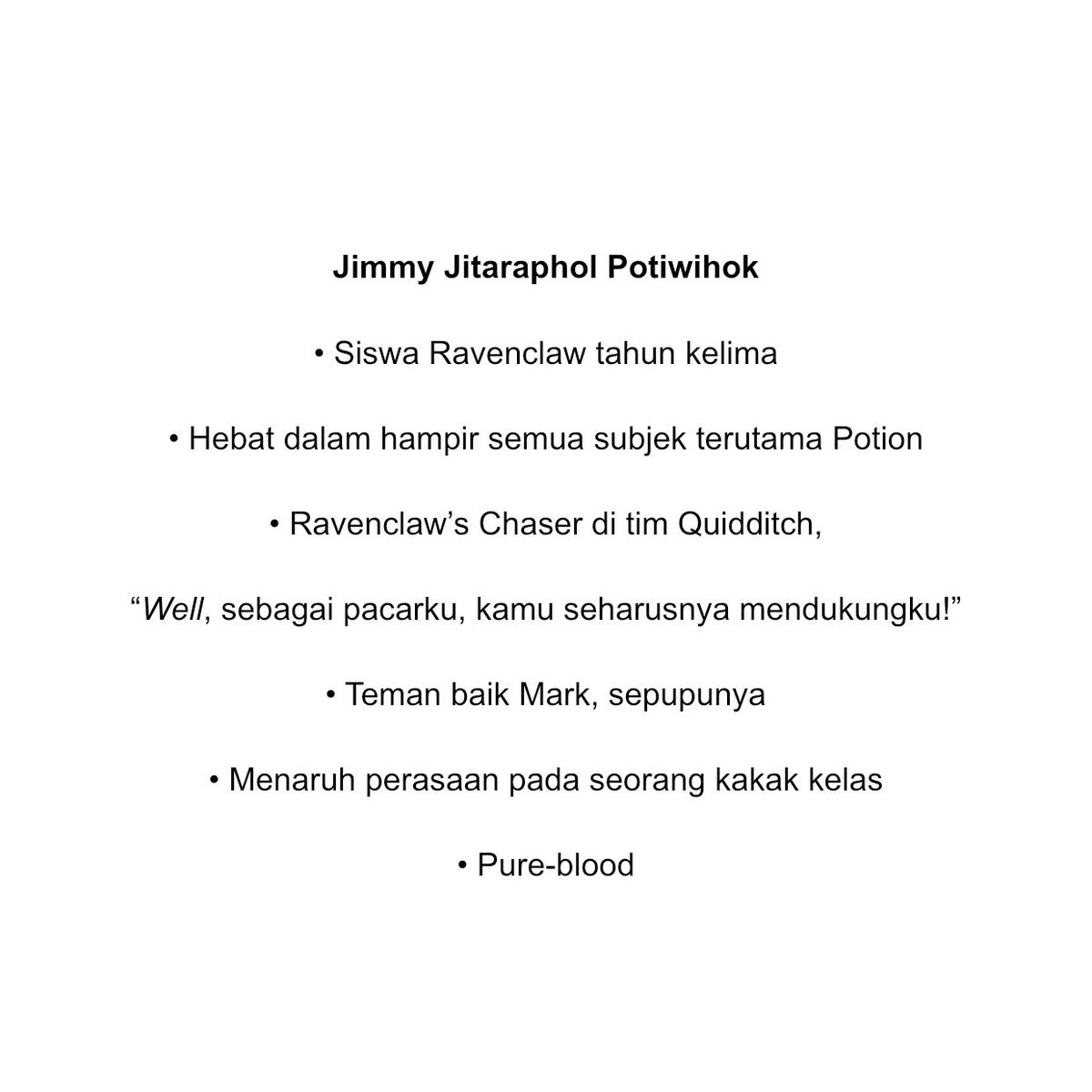 markofthesea's tweet photo. #jimmysea hogwarts!au prompt

Satu love potion,

Dua siswa Hogwarts,

Tiga minggu Jimmy mencoba meyakinkan dirinya sendiri bahwa bukan dia yang meminum love potion itu melainkan Sea.

Somehow, Jimmy, too, falls for Sea, real hard—but what if the potion wears off? https://t.co/DK4cuvwkFi