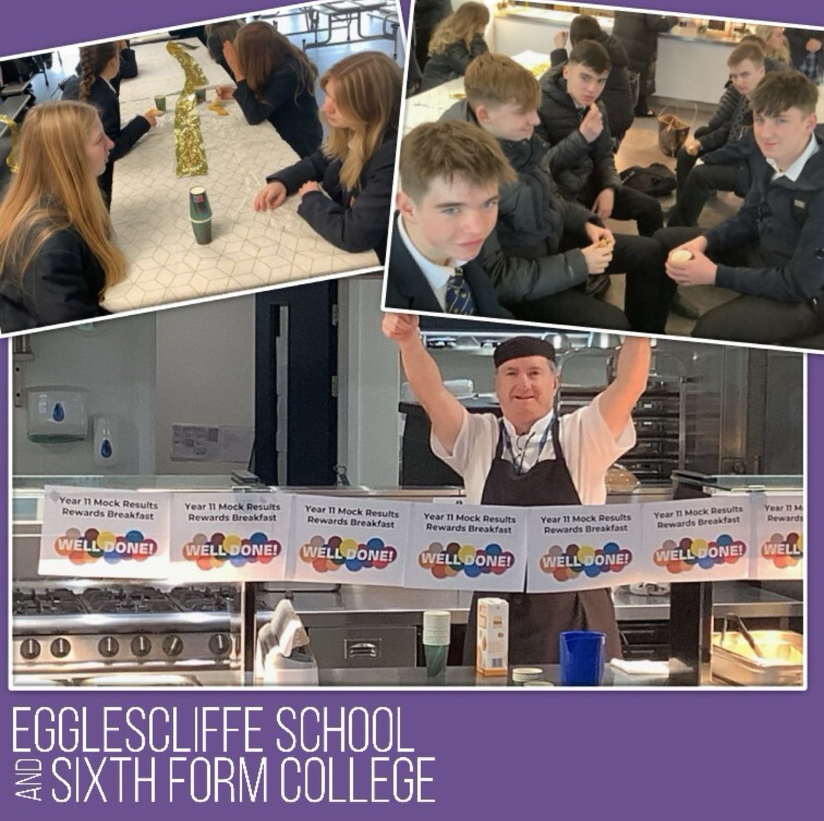 This morning 50 of our Year 11 students enjoyed a rewards breakfast to celebrate their progress in the mock exams. Thanks to Mr Clemie and his team for cooking the breakfast, and congratulations to the students! 🥓 🍳 🥯