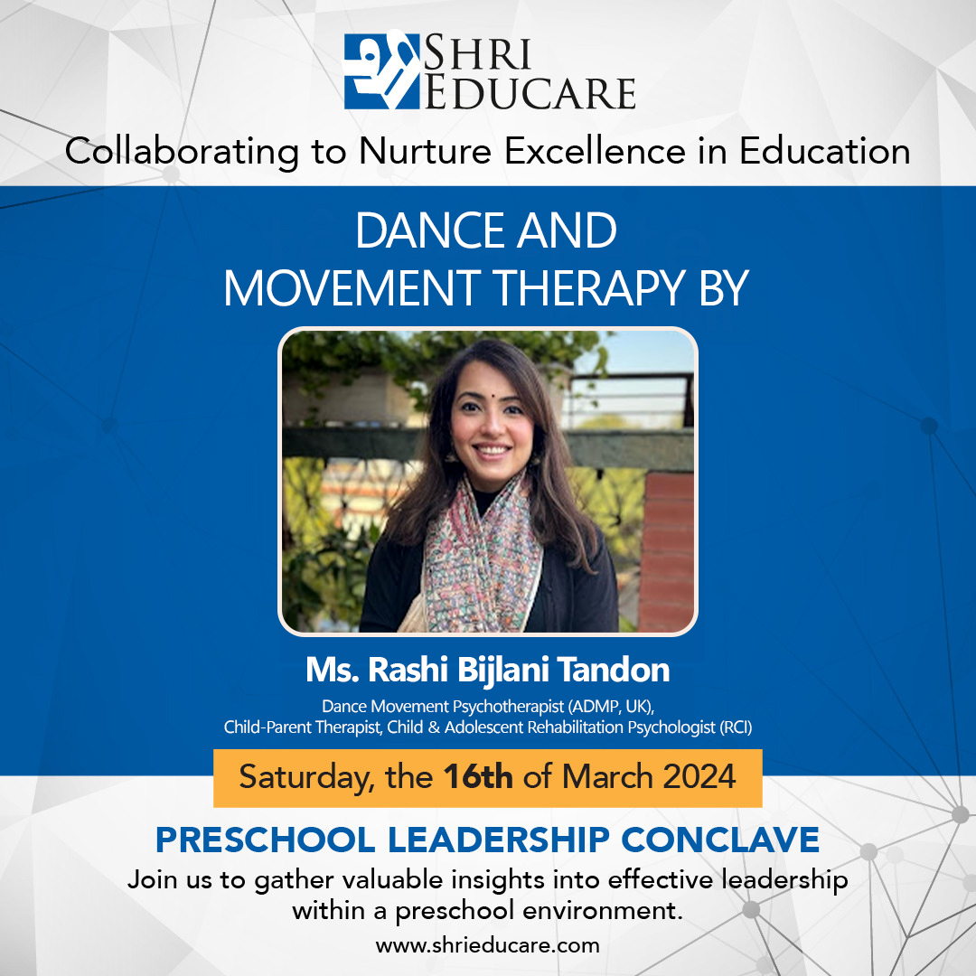 Join us for Dance & Movement Therapy by Ms. Rashi Bijlani Tandon, Dance Movement Psychotherapist (ADMP, UK), Child-Parent Therapist, Child & Adolescent Rehabilitation Psychologist (RCI) on 16th March 2024.