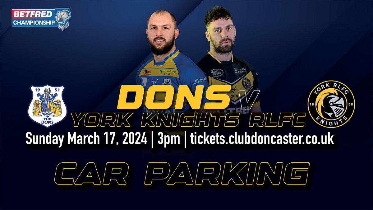 🚘 Matchday car parking Dons 🆚 @YorkRLFC All the information you will need about matchday car parking can be found here 👇 bit.ly/43gm52A Match sponsor | @EnigmaRooms1 Matchball sponsor | @VisualGroupUK #COYD