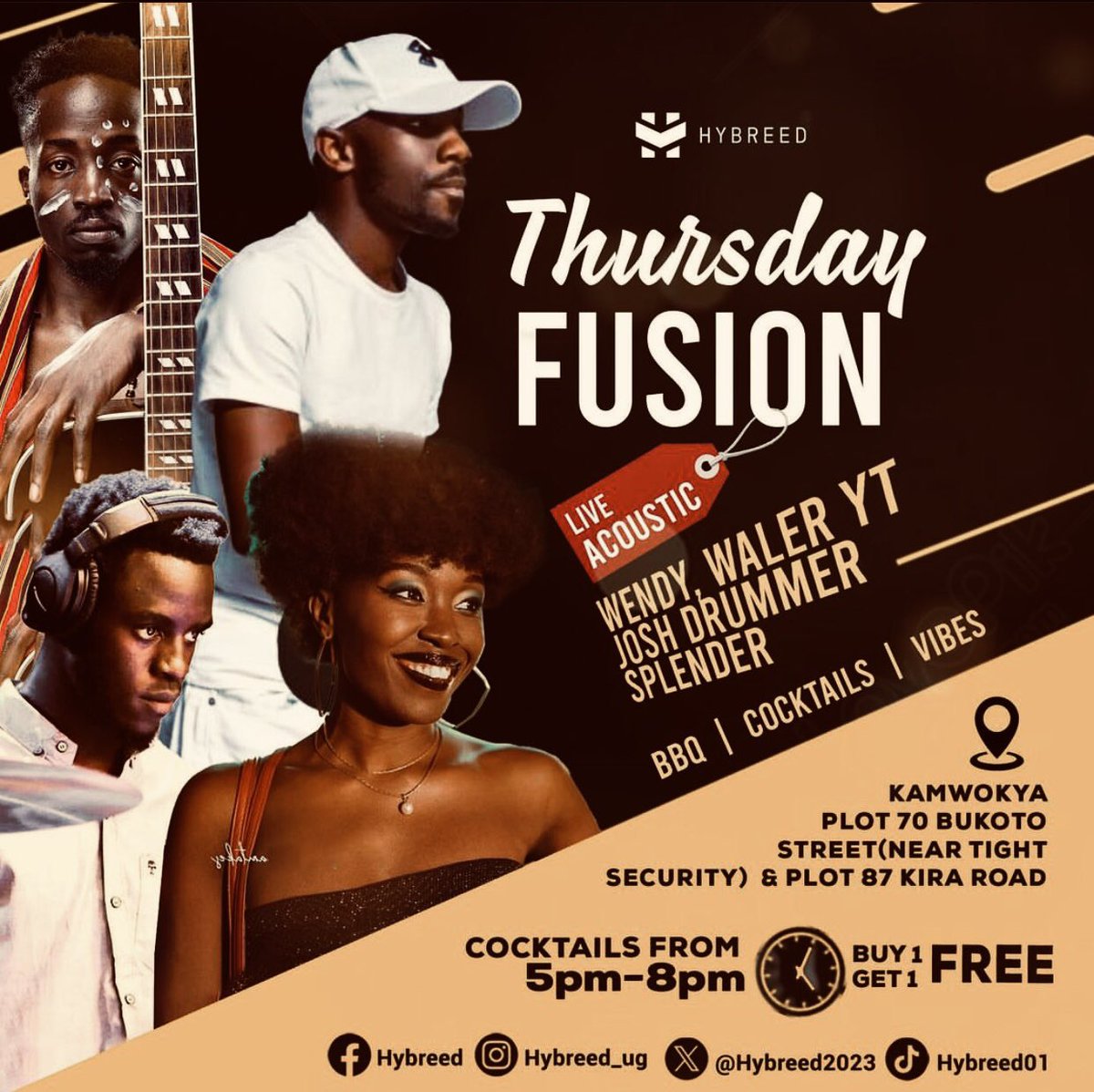 Choose you evening chill with us every single Thursday 💯🎶 it’s #ThursdayFusion 
We gat you covered 💯 

Call/WhatsApp: +256 743 333