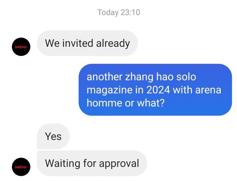 Zhang Hao already got offered to be on a solo cover of Arenahomme+ china and they are waiting for approval from the company! YOU BETTER NOT FUCK THIS UP @wakeone_offcl