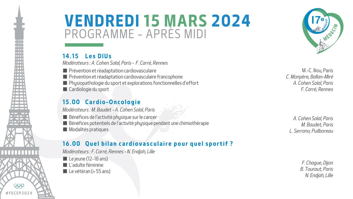 Programme du vendredi après-midi #FECEP2024 🔴

Le Forum Européen 2024 touche presque à sa fin, venez assister aux dernières sessions de la journée !

🔹 Programme médecin en salle List / Stephenson
🔹 Programme paramédical en salle 202 / 203

➡️ forumeuropeen.com/programme