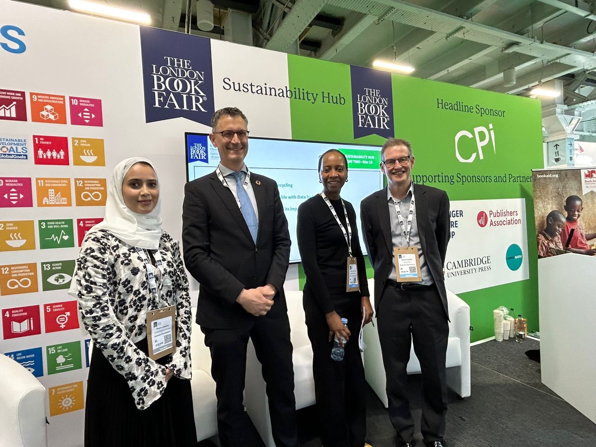 Book_Aid's tweet photo. A big thank you to our Sustainability Hub panel talking about the social impact of donated books at today’s @LondonBookFair. https://t.co/A0ALlXduup