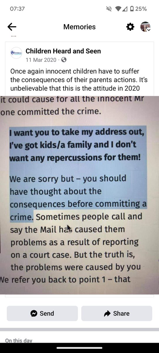 This is a memory from 2020, but unfortunately nothing has changed. Its 2024 and still children and families are being left at risk due to their addresses being printed in media reports when their parent has been sent to prison, even though they have done nothing wrong.