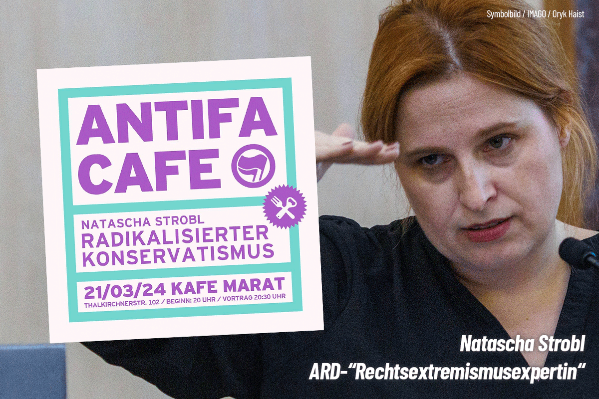 Eine gewisse Natascha Strobl hält einen Vortrag im linksextremen 'Antifa Cafe' Kafe Marat in München. Das allein wäre keine Nachricht wert, würde Strobl nicht als 'Rechtsextremismusexpertin' von #ARD & #ZDF mit dubiosen Einschätzungen zur #AfD beauftragt...