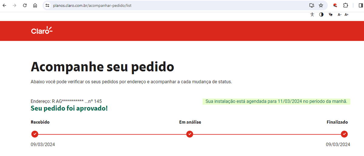 lucioslz's tweet photo. @ClaroBrasil @HenriqueCaruso5 Fiz um pedido de instalação de internet no dia 09/03/2024 ficou agendado a instalação para o dia 11/03/2024 no período da manhã e até agora nada não consigo resolver essa situação nem pelo telefone nem pelo whatsapp que suporte horrível isso porque estou adquirindo imagine. https://t.co/dfenFXeWtc
