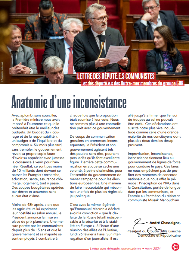Anatomie d'une inconsistance Edito de la Lettre des @deputesPCF @deputesGDR de mars 2024👇 andrechassaigne.fr/2024/03/anatom…