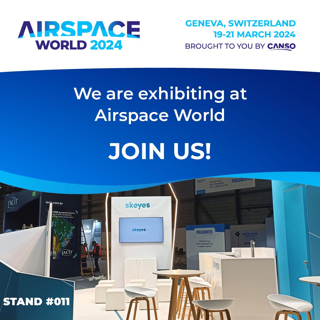 Cette année encore, skeyes participe à l’ @AirspaceWorld à Genève. Du 19 au 21 mars, nous serons prêts à vous accueillir au stand #011. Passez nous voir et découvrez nos projets. Consultez ici notre programme ➡rb.gy/lddhmq