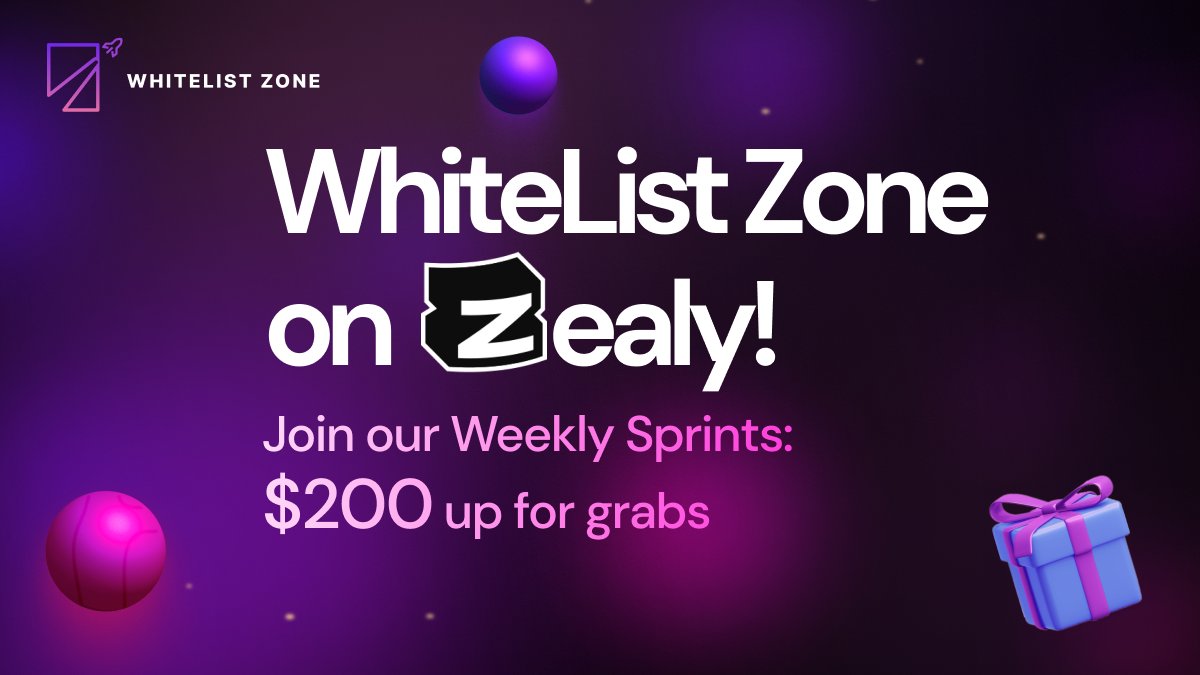 🚀 WhiteList Zone on Zealy! 🚀

Join WhiteList Zone in a world of intriguing quests. Complete tasks &amp; earn rewards.

Join our Weekly Sprints: $200 up for grabs.

🔗 Subscribe to WhiteList Zone account on Zealy - zealy.io/cw/whitelistzo…

Don’t miss out on this exciting community