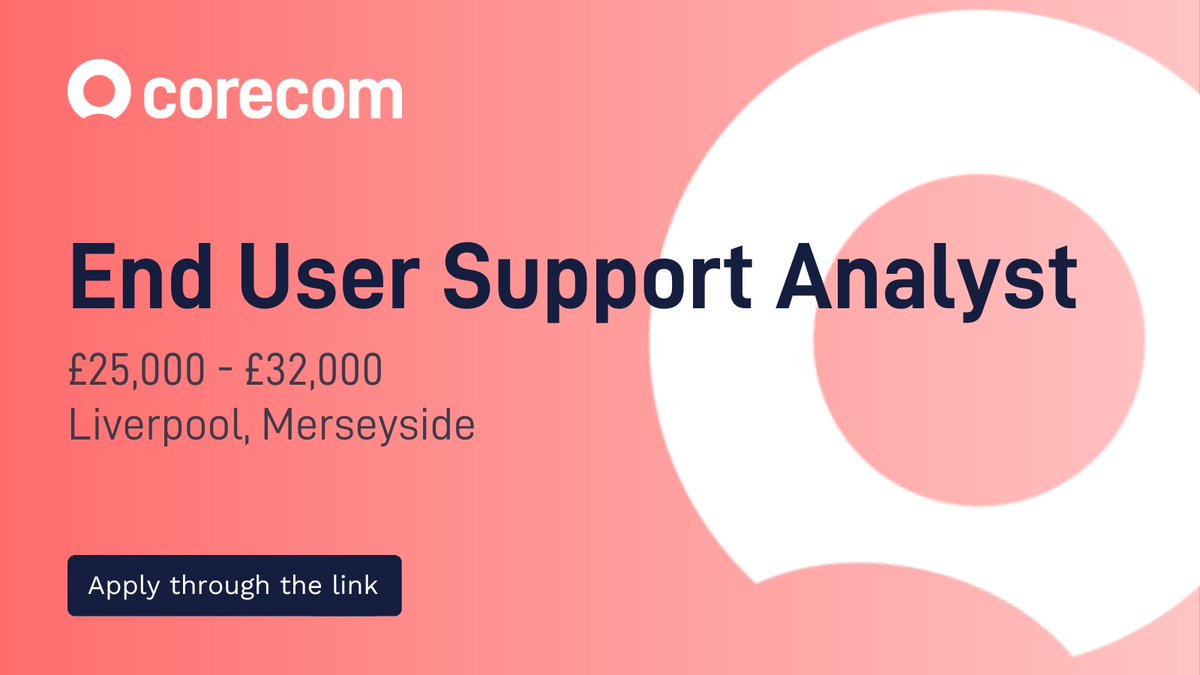 Want to be the lynchpin of the IT support team? You will enjoy the satisfaction of providing seamless assistance to a diverse range of stakeholders, ensuring their technical issues are resolved with efficiency and expertise.

Find out more here - corecomconsulting.co.uk/jobs/end-user-…

#Support
