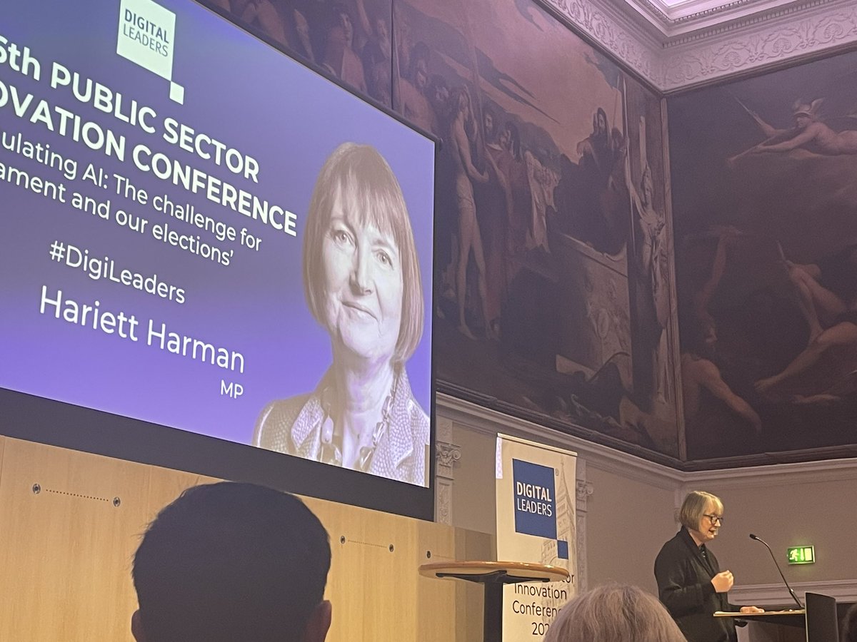 MaxineMeighan's tweet photo. @HarrietHarman @DigiLeaders ‘It’s a classic case for change. We have to think about the implications of AI for our democracy. We have so much data on everyone, we could be using AI to register people to vote with an opt-out systems, increasing voting equality’ @HarrietHarman closing @DigiLeaders #AI https://t.co/MSI9QkpAga