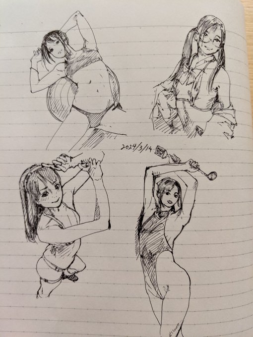 開脚180度できることで有名なモデルさんを模写 カキカキ。 