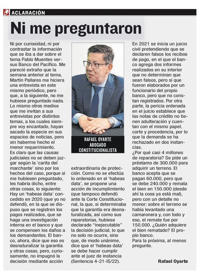 OIPYRS1's tweet photo. “NI ME PREGUNTARON”

Es el periodismo que se hace en Ecuador.

Primero lanzan el lodo y después no hay quien los evidencie y los lleve a los juzgados.

Usted @rafaeloyarte aquí tiene una excelente oportunidad para reivindicar a los que no tienen voz. https://t.co/YspqkR2etq