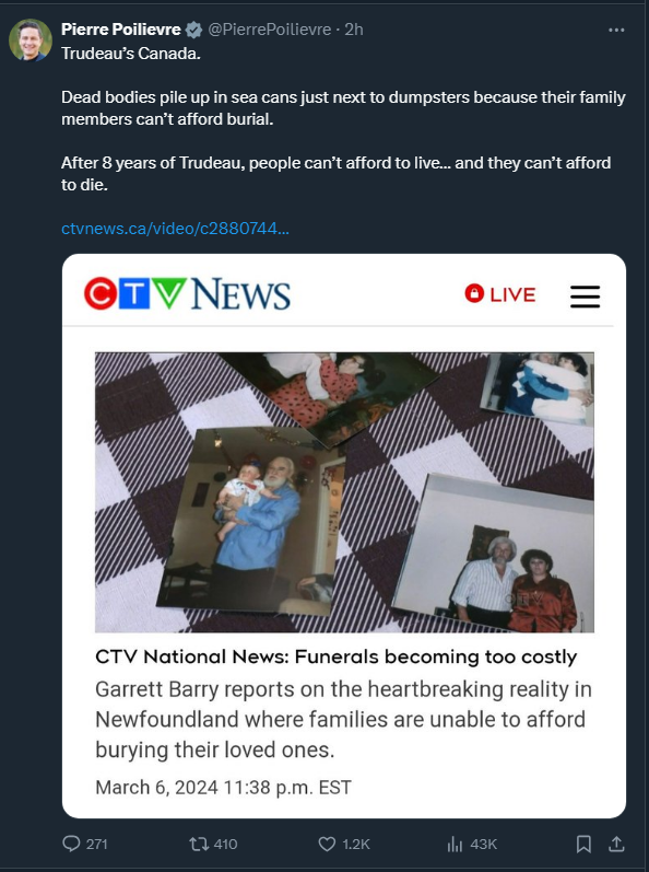AMCinHogtown's tweet photo. @PierrePoilievre Is this the new all-time low? Can Jeff and @CPC_HQ go lower? Where will the rhetoric be in October 2025? #CanadianPsycho #PierrePoilievreIsUnelectable https://t.co/BiTXint9Qx