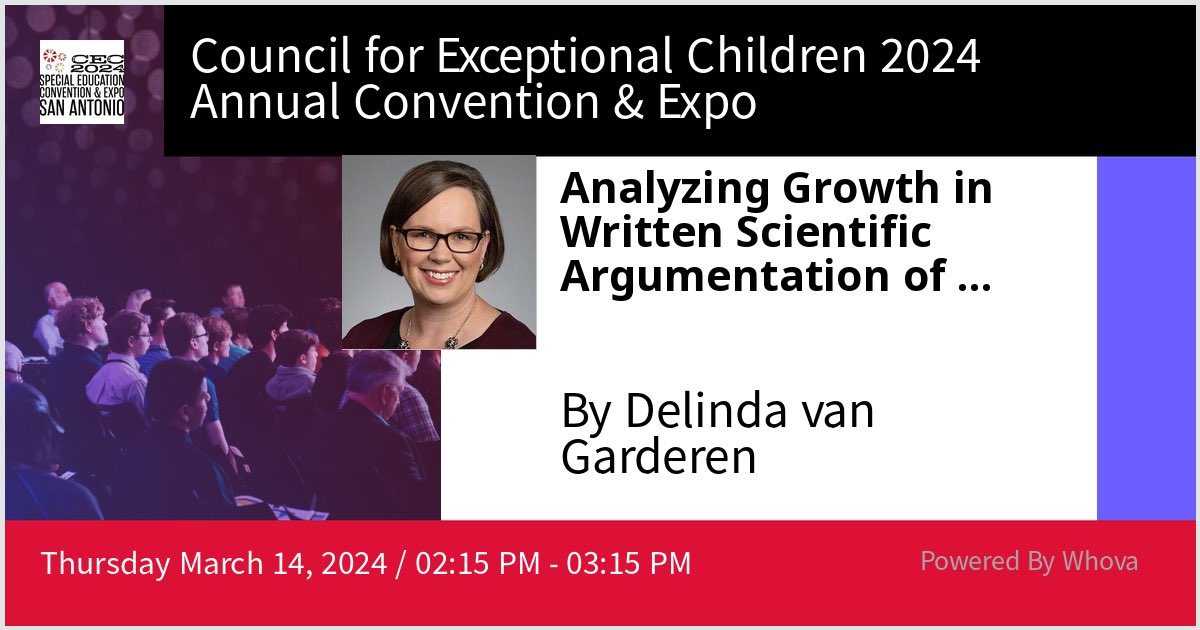 I am speaking at Council for Exceptional Children 2024 Annual Convention &amp; Expo. Please check out my talk if you're attending the event! #CEC2024 - via #Whova event app