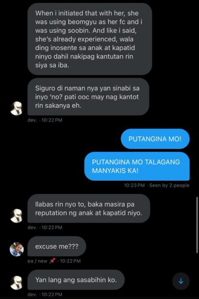 TRIGGER WARNING !!

i wont reveal all the screenshots kasi its too sensitive na, but i do hope you <a href="/TR1SIG0PS_/">dev.</a> know na ang dami mong dinamay na tao sa kagaguhan mo, and ang dami mo sinaktan, especially me.
