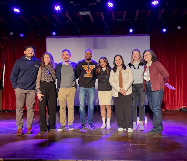 Dana staffers join @SecretSciClub guest speakers @smatthewliao and @shaineNeuro, and Secret Science Club co-founder Margaret Mittelbach on stage after a riveting talk on brain-computer interfaces. Thanks to everyone involved for a wonderful #BrainAwarenessWeek event! #neurotech