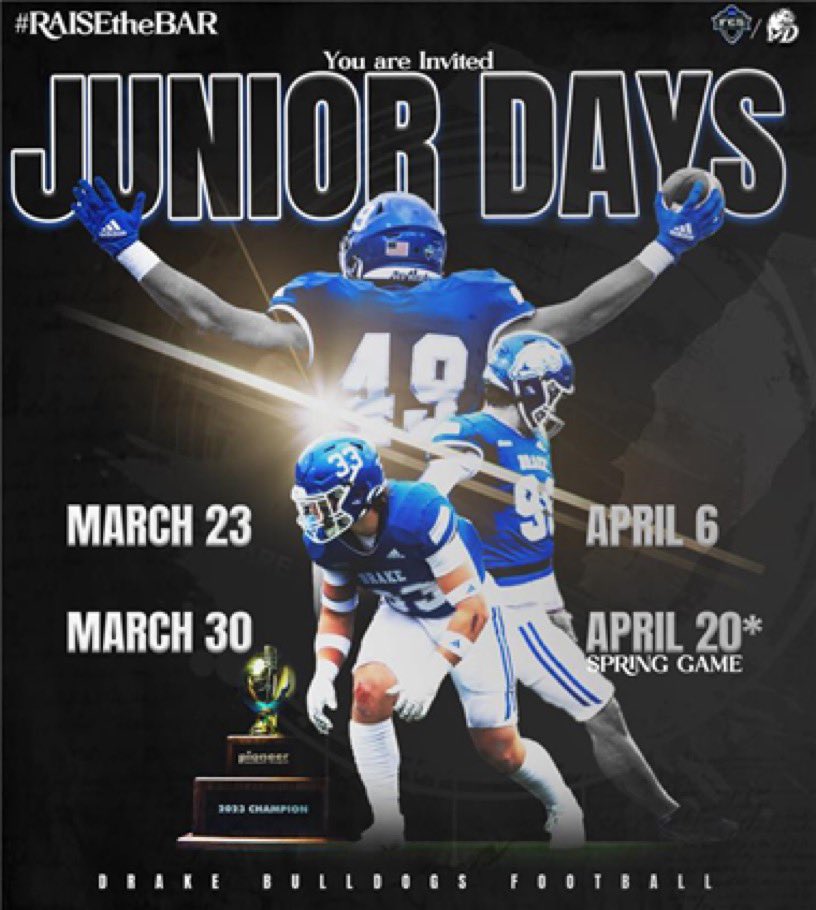 Thank you to @coachcjnuss for the invite to the junior day, can’t wait to learn more about the program and school. @CNendick25 @KanelandFB @DrakeBulldogsFB @Chris_Sailer @CSKRECRUITING