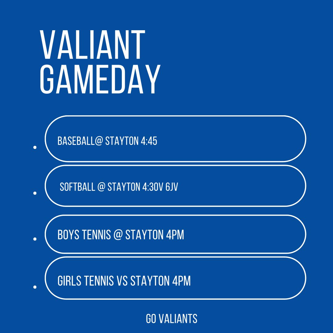 Todays baseball game is now at Stayton
#GoValiants