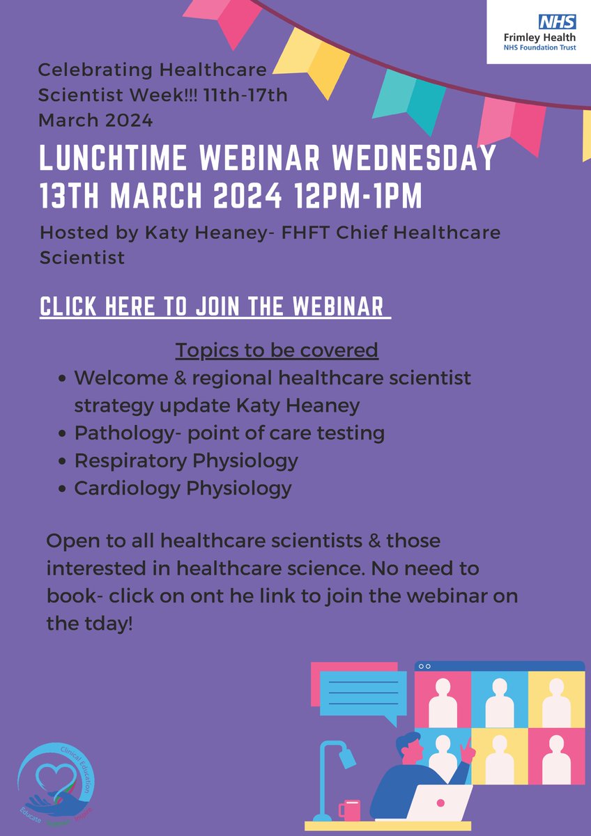 📢Join us from 12pm to 1pm for our lunchtime webinar celebrating Healthcare Science Week! Click the link below to join the session and gain valuable insights into the world of healthcare science. See you there! 🌟 teams.microsoft.com/l/message/19:9…