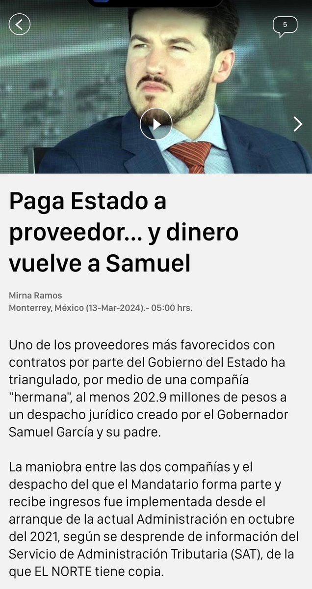 El Estado de Nuevo León le paga $202.9 millones de pesos a un despacho jurídico creado por el Gobernador Samuel García y su papá, triangulan el dinero y el dinero vuelve a ellos, así lo nuevo, así el Nuevo León !!!

“Arráncate Compadre”