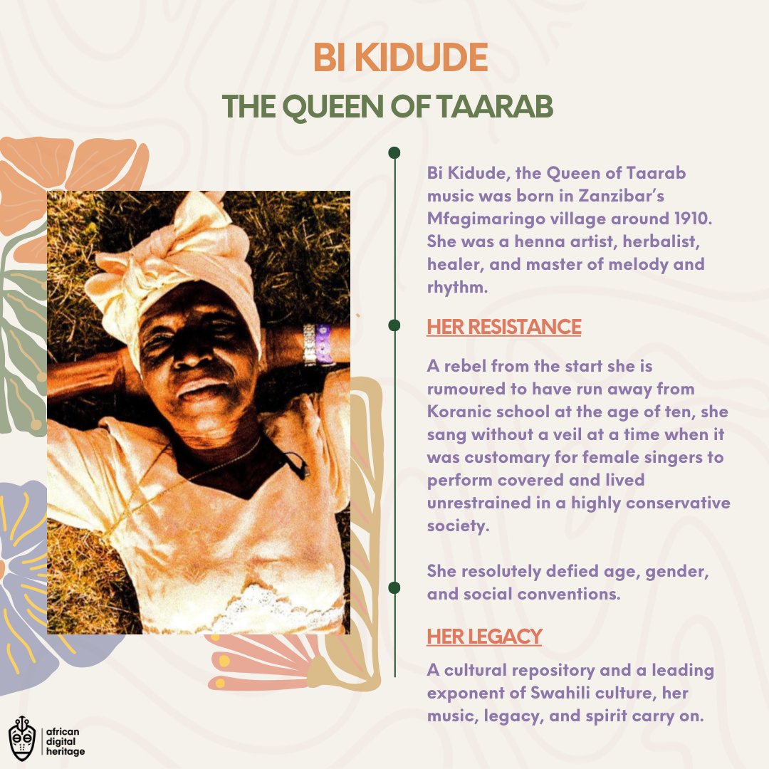 AfricaDHeritage's tweet photo. We didn't forget!

This Women’s month, we at ADH want to give flowers to our #femaleicons.

Who witnessed the disruption of our continent, the effects of this disruption, &amp; now the reformation &amp; reclamation of what was lost.

First up: Bi Kidude &amp; Chief Funmilayo Ransome-Kuti. https://t.co/bj8FDN4rTG