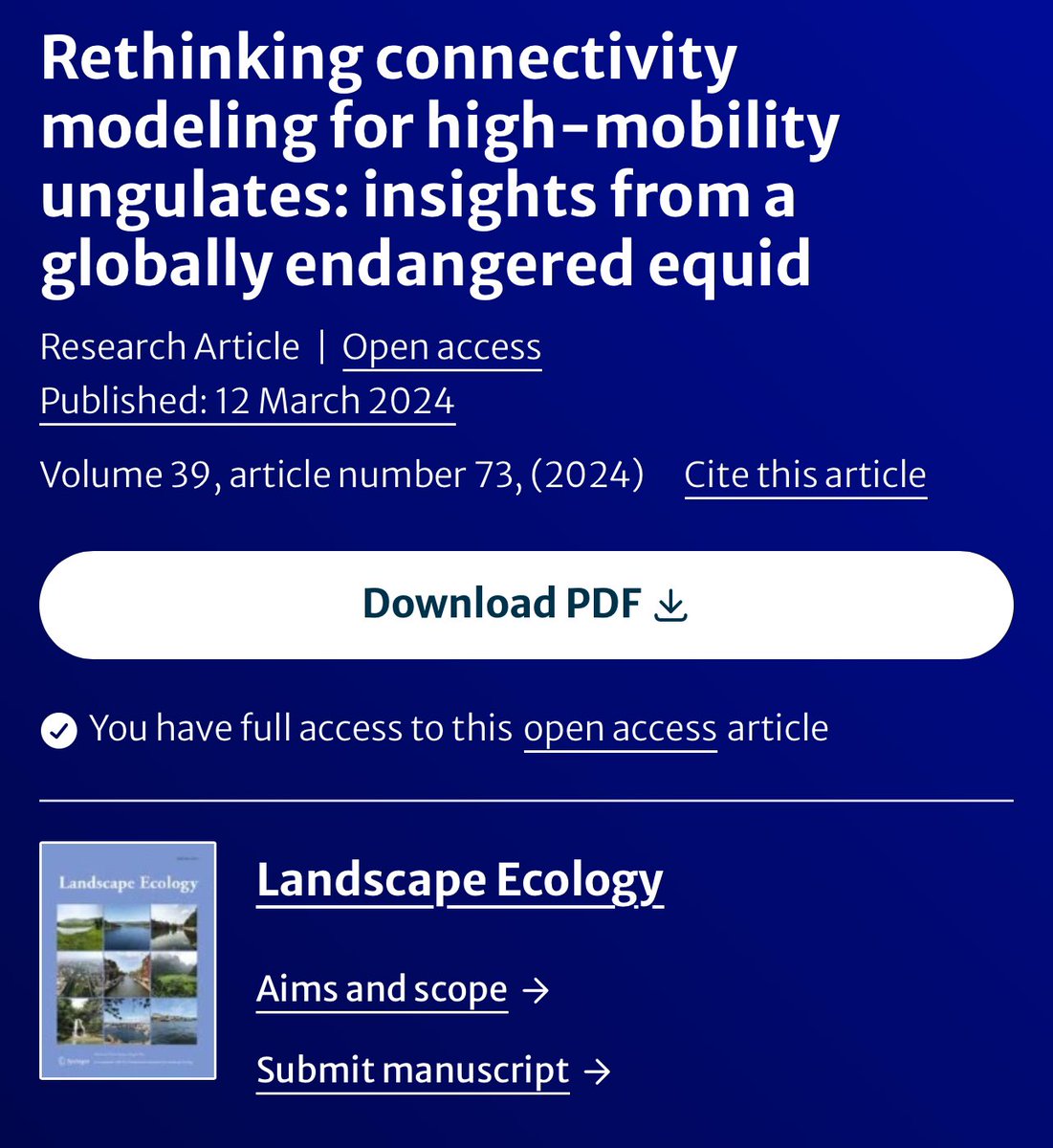 Rethinking #Connectivity Modelling Our paper just out today at #LandscapeEcology Thanks to PhD candidate Azita Rezvani and other colleagues link.springer.com/article/10.100… #wildlife #corridor #IALE