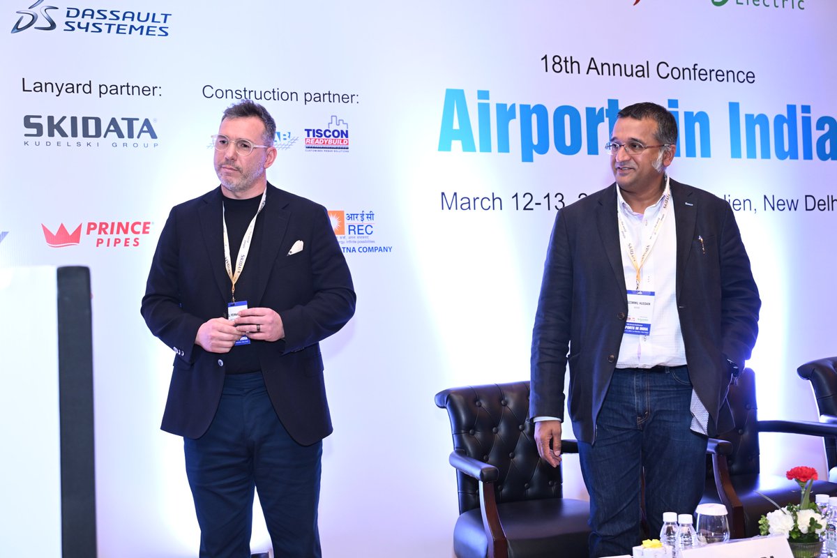 Miguel Falcao Fernandes, Senior Associate, and Mozommil Hussain, Principal Technical, @Aedas at our 18th annual conference on Airports in India

We thank them for an engaging and informative session

#airports #airportsindia #aeroinfrastructure #airportsector #airporttechnologies