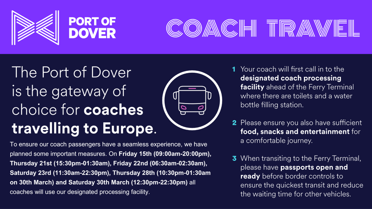 🚢 If you are travelling to Europe via the #PortofDover by coach please, check our travel advice here: portofdover.com/ferry/travel-a…
