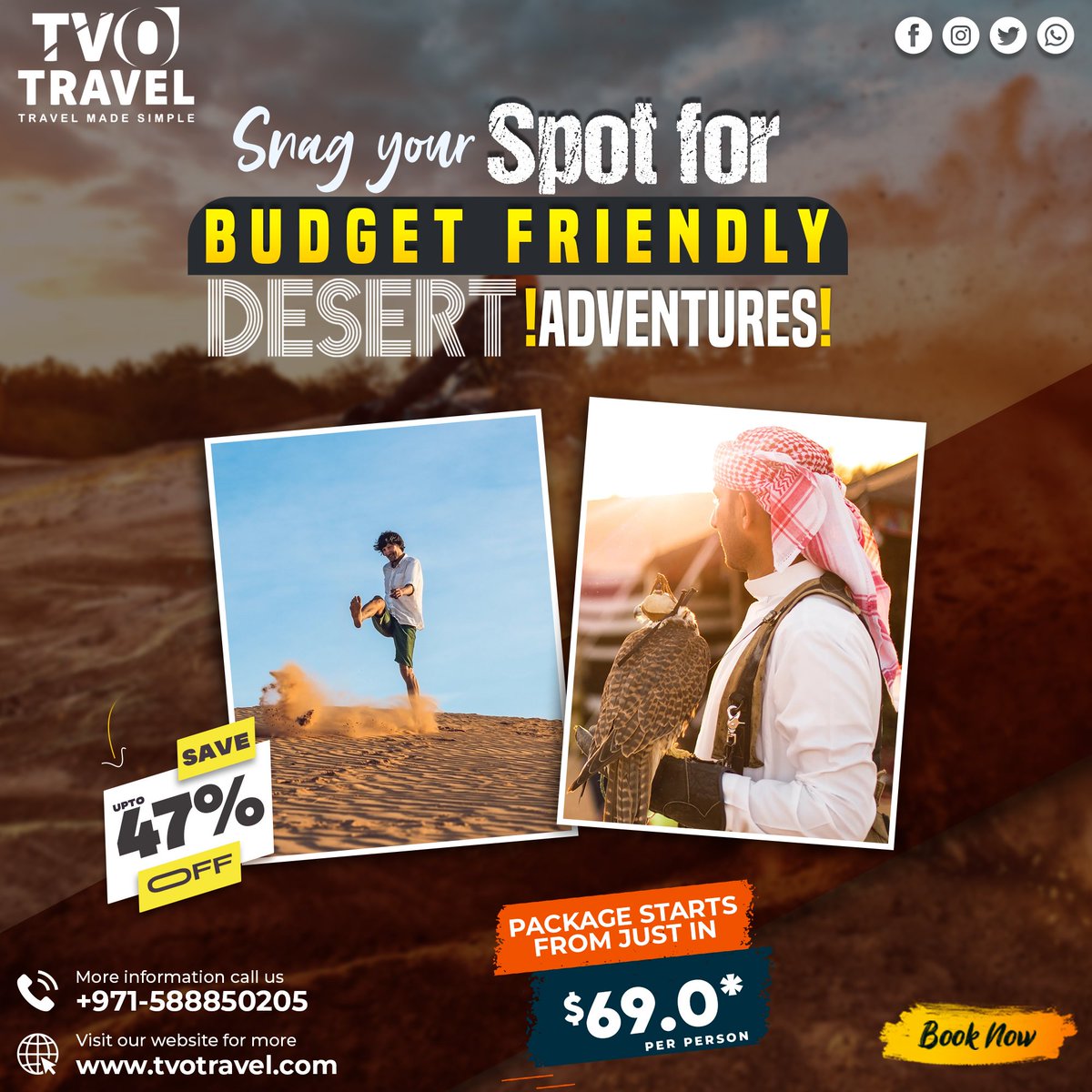 TvoTravel's tweet photo. Affordable Desert Escapes: Book with TVO Travel!

https://t.co/JllONV51LM
#dubaidesertadventures #affordabledesert #desertadventuredeals #tvotravel #BudgetTravel #desertexperience #ExploreOnABudget https://t.co/zQtL6Dp6eD