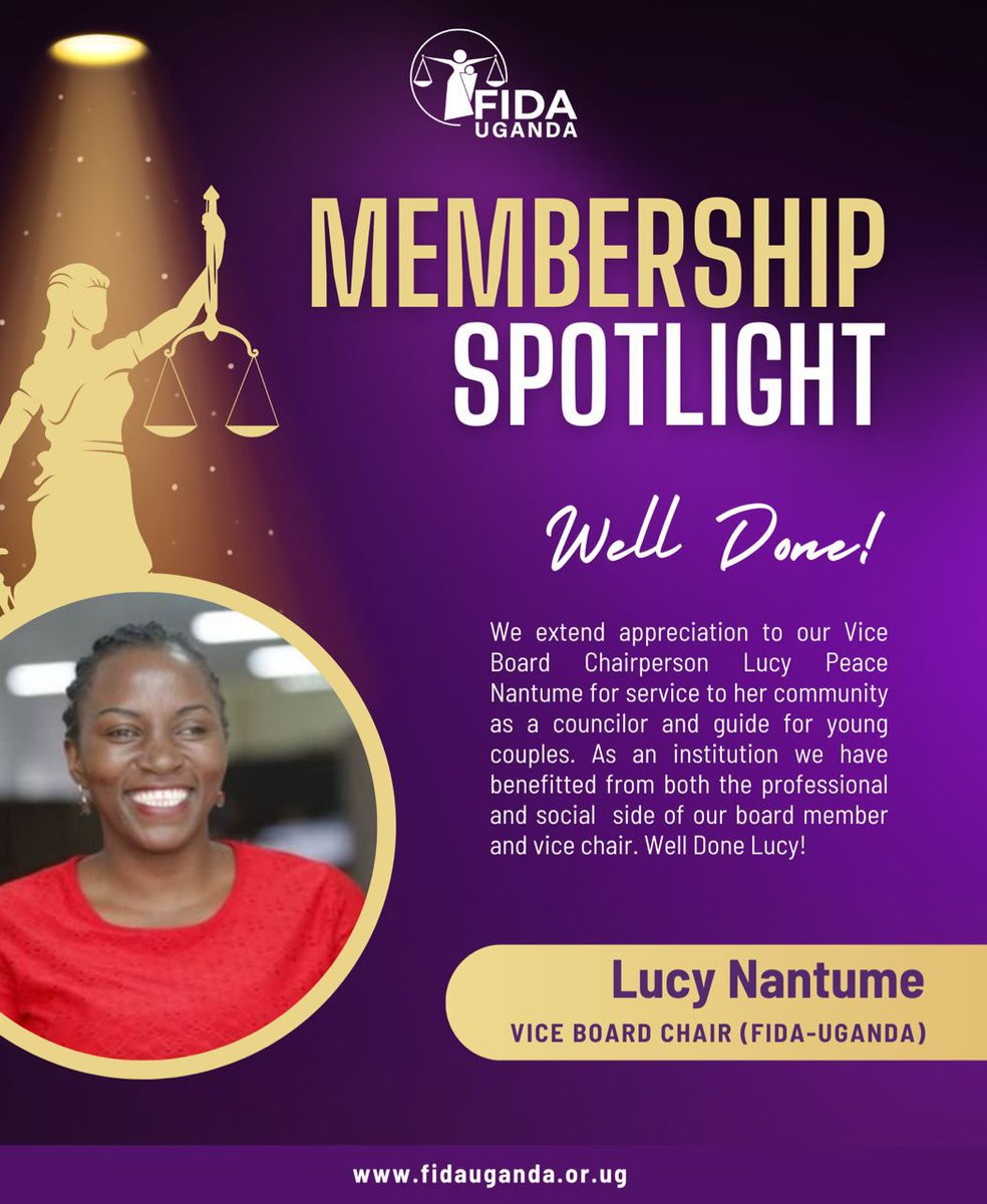 #MembershipSpotlight 🌟

#FIDAUg is so proud of our Vice Chair and Senior member Lucy Peace Nantume for taking up the role of councilor and guide to young couples navigating relationship challenges. It is quite inspiring! 

We are proudly associated.