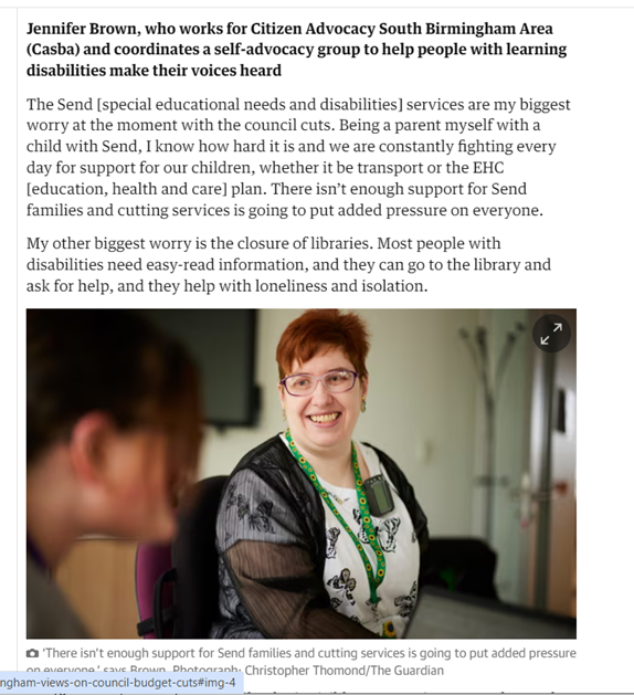 Did you see Jennifer on the BBC or in the Guardian last week? She's written a blog post about getting the voices of people with learning disabilities heard in the media. It's an important part of our mission: casba.org.uk/2024/03/12/get…