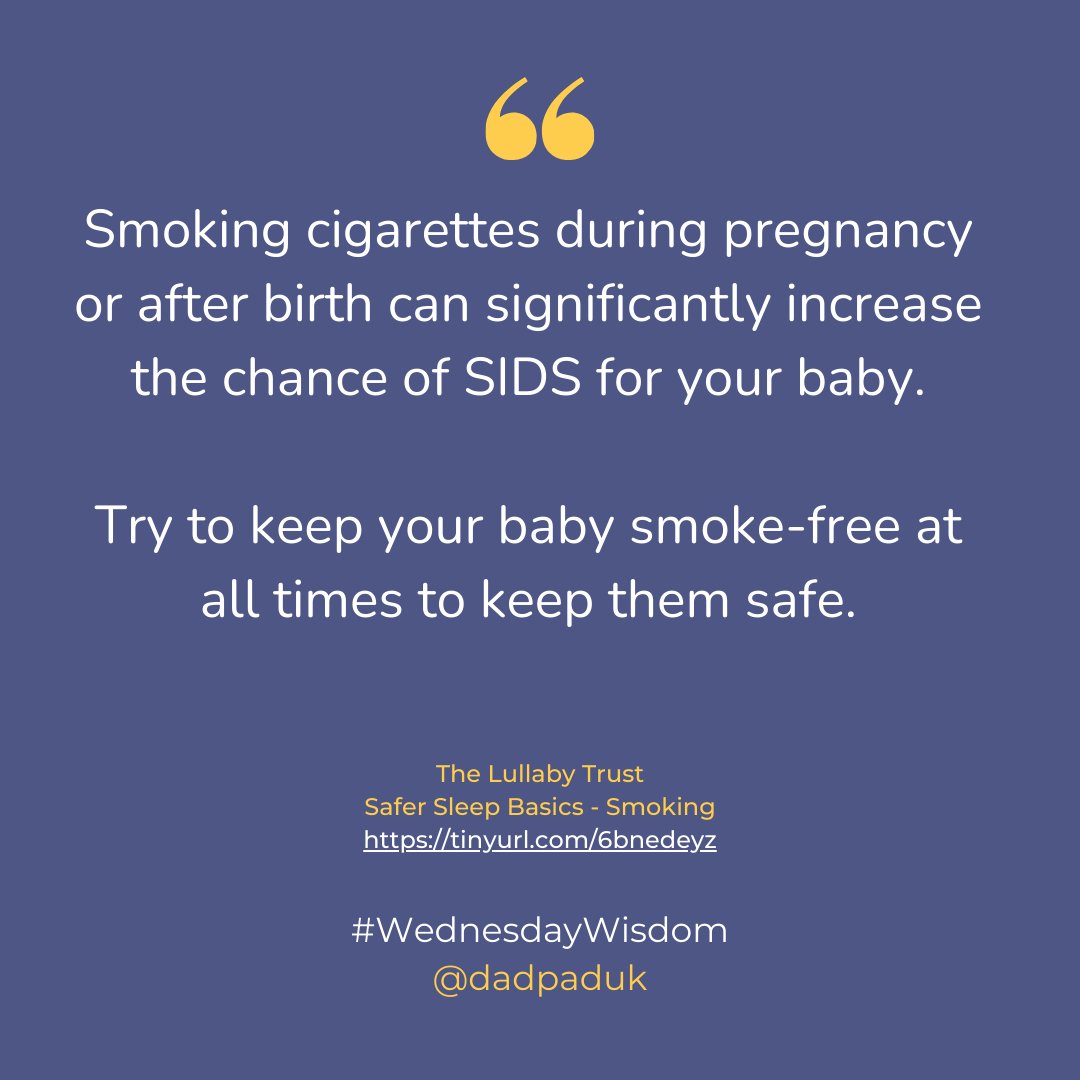 #WednesdayWisdom 🚭 With today being #NoSmokingDay as well as #SaferSleepWeek, it's key to remember that #thesafestplace for your baby to sleep is a smoke-free home. For more info: tinyurl.com/mvuwvf6x. #dadsmatter #youmatter 🚭 @lullabytrust @BetterHealthNHS @DHSCgovuk