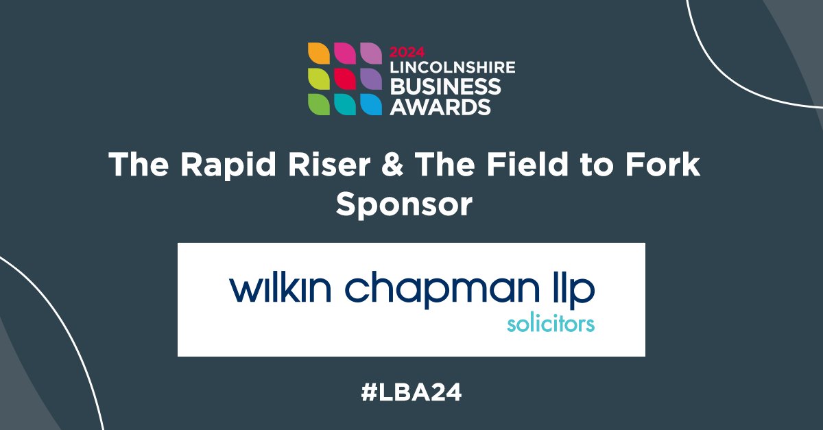 🏆 #LBA24: Sponsor Spotlight! The Rapid Riser & The Field to Fork Sponsor: Wilkin Chapman Solicitors Who they are: we have over 400 partners and staff located across a network of legal offices in Grimsby, Lincoln, Beverley, and Louth. Find out more 👉 lnkd.in/dww4Hyk