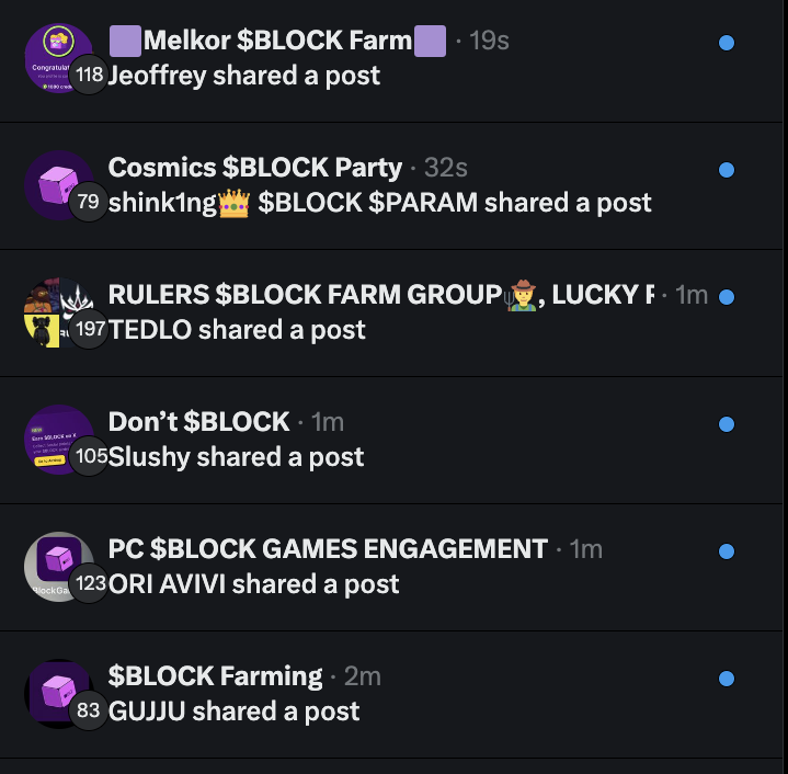 nftjomas_'s tweet photo. GM $BLOCK fam ☕️🟪

Elite farmers need ELITE farming groups 👨‍🌾

If you’re looking to be in more groups:  LIKE, RT and REPLY $BLOCK / @GetBlockGames  

I’ll bless some active farmers today 💜🫡 https://t.co/NI22Yct1hM